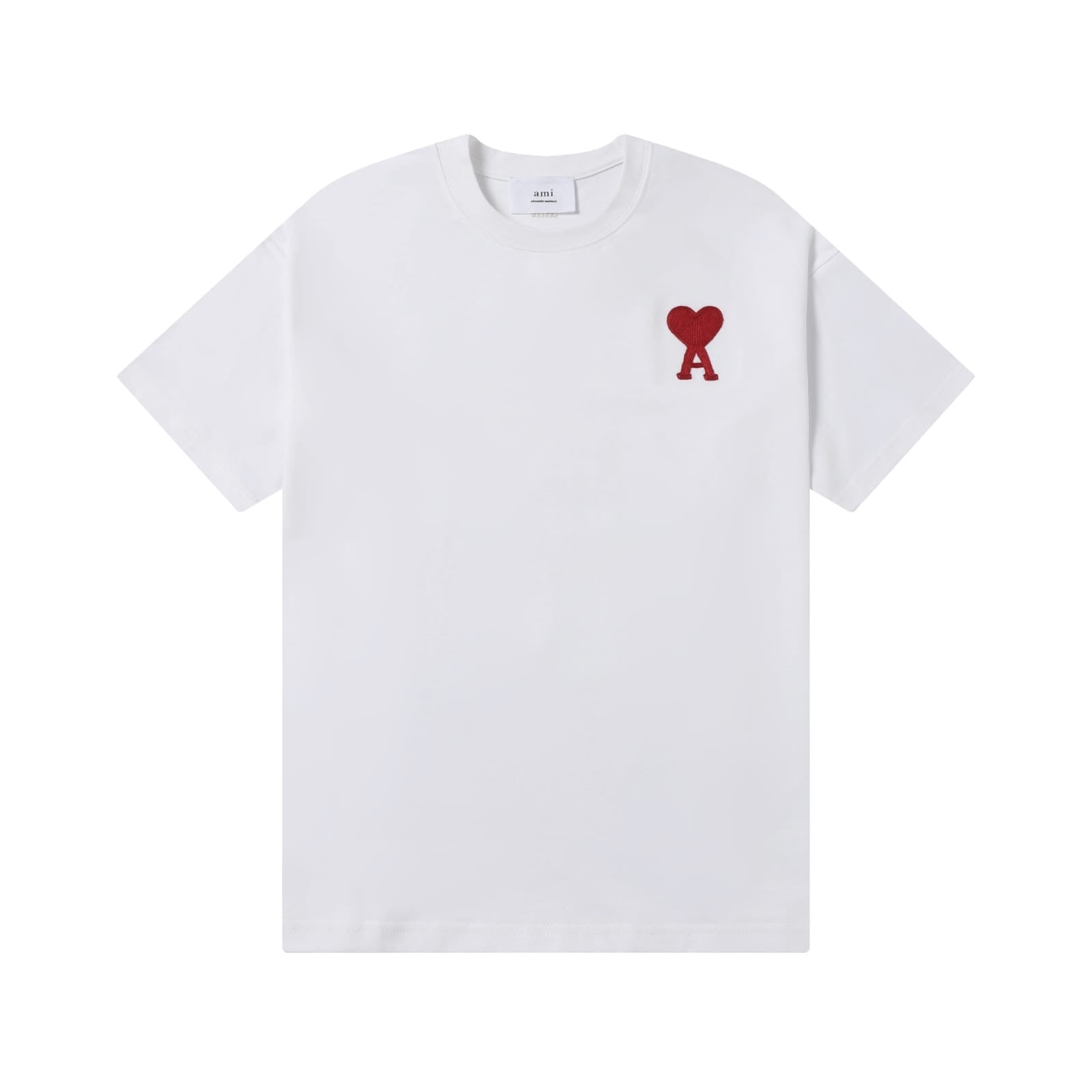 ★★AMI PARIS★★ Red Heart Logo T-Shirt White BFUTS23572410 White Red Ami De Coeur Long Sleeves T-Shirt | AMI PARIS